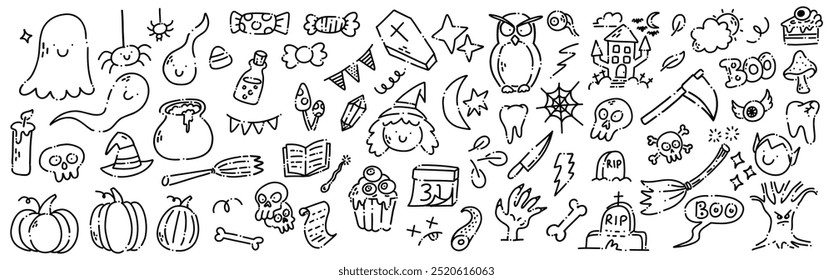 Hand Drawn Line Art Halloween Doodle Design Element 