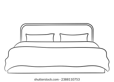 hand drawn line art icon. bed icon