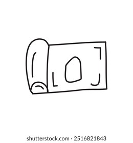Hand drawn line art illustration of a scroll