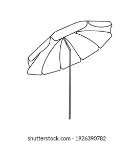 Hand drawn line art isolated beach  sun umbrella for comfortable sunbathing and shade protection, beach resort, seaside. EPS 10 clip art for typography and digital use 