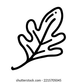 Hand drawn line art of leaf in doodle style
