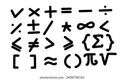 Hand drawn line art mathematical symbols vector, perfect for office, company, school, social media, advertising, sales, printing and more