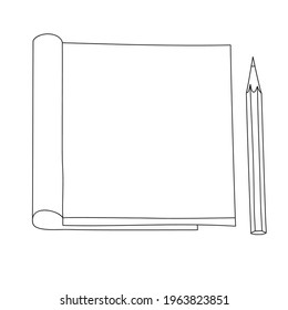 
hand drawn line art notebook and pencil cute art vector illustration