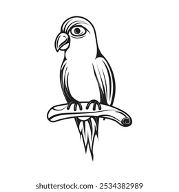 Hand Drawn Line Art Parrot Illustration - 02