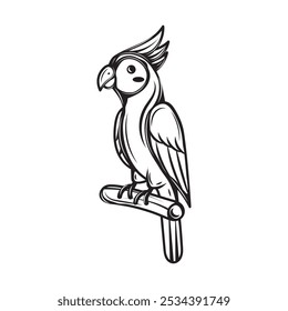 Desenhado à Mão Linha Arte Papagaio Ilustração - 07