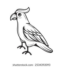 Hand Drawn Line Art Parrot Illustration - 08
