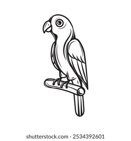 Hand Drawn Line Art Parrot Illustration - 04