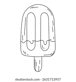 Gelado de picolé de arte de linha desenhada à mão