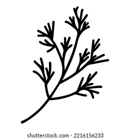 Arte de línea dibujada a mano de rama simple en estilo doodle