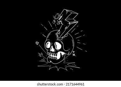 Hand drawn line art skull Vector illustration