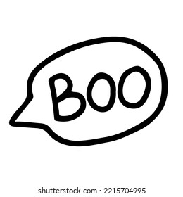 Hand Drawn Line Art Of Speech Bubble With Boo Sounds Boo Cloud In Black Outline