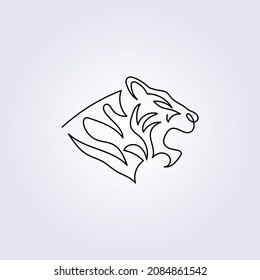 hand drawn line art tiger one line continuous icon symbol logo vector illustration design simple modern minimalist