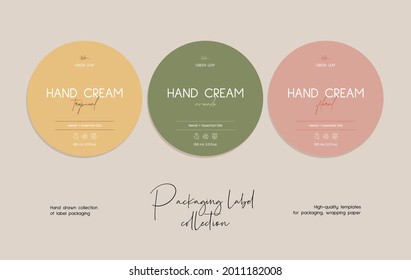 Hand drawn line art vector cosmetics label design template. Boho style illustration of elegant signs and badges for beauty, natural cosmetics, wellness.