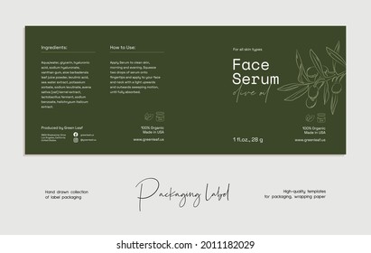 Hand drawn line art vector cosmetics label design template. Boho style illustration of elegant signs and badges for beauty, natural cosmetics, wellness.