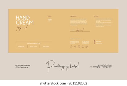 Hand drawn line art vector cosmetics label design template. Boho style illustration of elegant signs and badges for beauty, natural cosmetics, wellness.