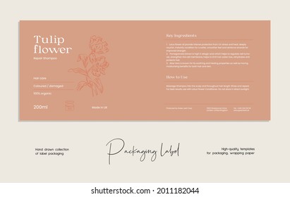 Hand Drawn Line Art Vector Cosmetics Label Design Template. Boho Style Illustration Of Elegant Signs And Badges For Beauty, Natural Cosmetics, Wellness.