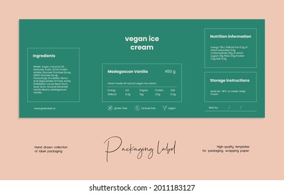 Hand drawn line art vector food label packaging design template. Food illustration of elegant signs and badges for cafe, restaurant.