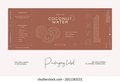 Hand drawn line art vector food label packaging design template. Food illustration of elegant signs and badges for cafe, restaurant.