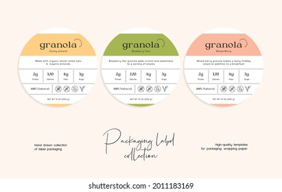 Hand drawn line art vector food label packaging design template. Food illustration of elegant signs and badges for cafe, restaurant.