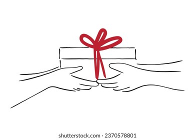 hand drawn line art vector. Exchange gifts