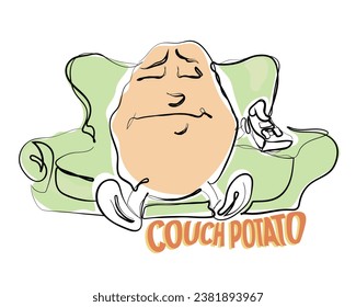 vector de arte de línea dibujada a mano de la papa de sofá. Dibujo de papas de sofá antiguo. 