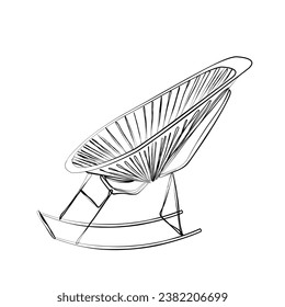 Hand drawn line art vector of Acapulco chair. Mexican Bay