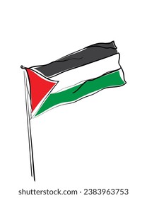 hand drawn line art vector of palestinian flag. Long live palestine.