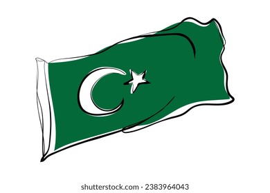 hand drawn line art vector of Pakistan. Long live Pakistan