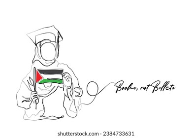 vector artístico de línea dibujada a mano del estudiante palestino. Crisis humanitarias en gaza. Arte de póster