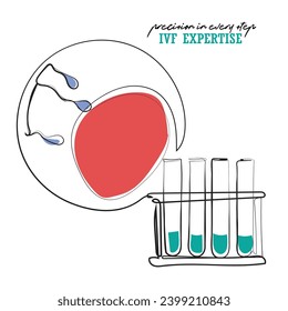 hand drawn line art vector of IVF Awareness. Role of technology in unblocking parenthood using In Vitro Fertilization. IVF concept.