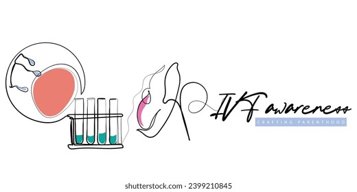 hand drawn line art vector of IVF Awareness. Role of technology in unblocking parenthood using In Vitro Fertilization. IVF concept.