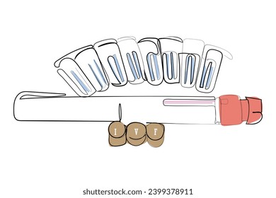 Hand drawn line art vector of In Vitro Fertilization Injection Pen  IVF Treatment Drugs  Medication Infertility treatment