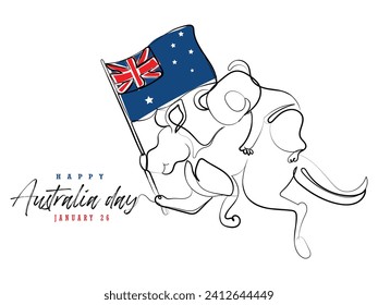 hand drawn line art vector of a postcard art for australia day.