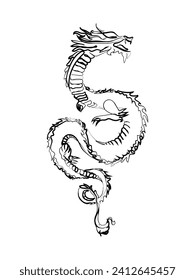 hand drawn line art vector of a dragon. Chinese new year