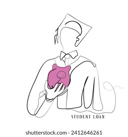 hand drawn line art vector of student loan concept. loan sharks and indebted students.