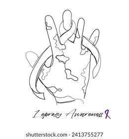 hand drawn line art vector of leprosy day. Spread leprosy awareness and end the stigma around it. 