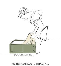 Handgezeichnete Linie Kunstvektor der Sourdough-Herstellung. Sourdough freestyle art. Vektorgrafik für Postkarten. 