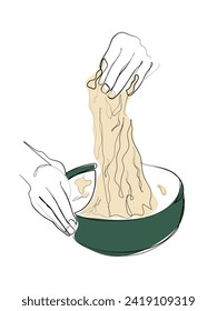 Hand drawn line art vector of Sourbread Making Process. Sourbread art.