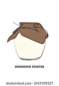 Hand drawn line art vector of Sourbread Making Process. Sourbread art.