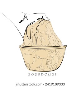 Hand drawn line art vector of Sourbread Making Process. Sourbread art.