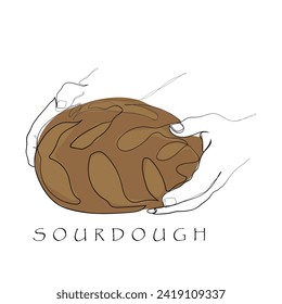 Hand drawn line art vector of Sourbread Making Process. Sourbread art.