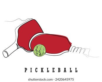 Hand drawn line art vector of Pickleball Champions. Pickleball poster art. Sports concept