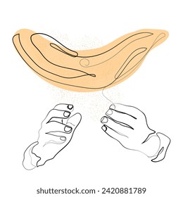 hand drawn line art vector of Home made sourdough bread prep process. Bakers and their hard work. Bread making industry.