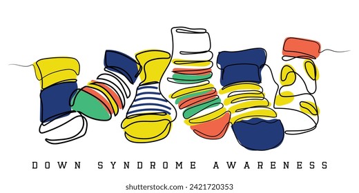 hand drawn line art vector of down syndrome awareness. Differently abled.