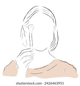 Hand drawn line art vector of a makeup influencer. Makeup tutorials and products. Make up Industry poster art