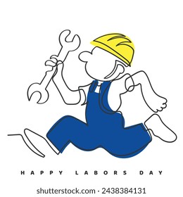 Hand drawn line art vector of labors day. Labor day art. Appreciate the people who makes life around you. Respect labors.