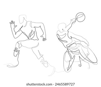 Hand drawn line art vector of extreme sports training. Games and sports events concept elements.