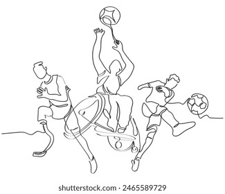 Hand drawn line art vector of extreme sports training. Games and sports events concept elements.