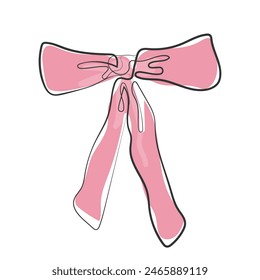 Hand drawn line art vector of coquette bows. Coquette girly elements.