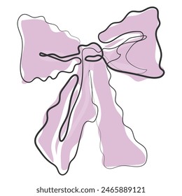 Hand drawn line art vector of coquette bows. Coquette girly elements.